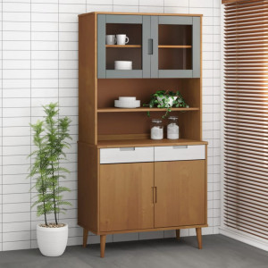 Rafturi superioare dulap, maro, 90x35x100 cm, lemn de pin - V350549V - Img 2