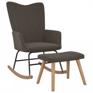 Scaun balansoar cu taburet, gri închis, catifea - V327755V - Img 2