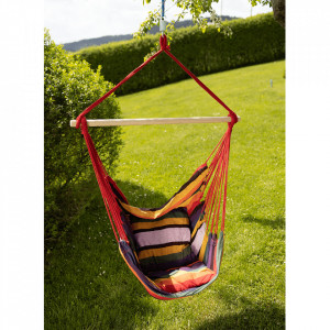 Scaun balansoar suspendabil, hamac, leagăn agăţat, roşu, 100x100x130 cm - TP254341 - Img 19