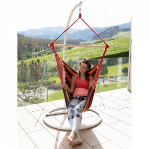 Scaun balansoar suspendabil, hamac, leagăn agăţat, roşu, 100x100x130 cm - TP254341 - Img 14