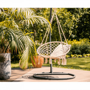Scaun balansoar suspendabil, leagăn agăţat, alb, 80x120 cm - TP274286 - Img 20