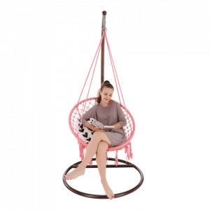 Scaun balansoar suspendabil, leagăn agăţat, roz, 80x120 cm - TP295528 - Img 3