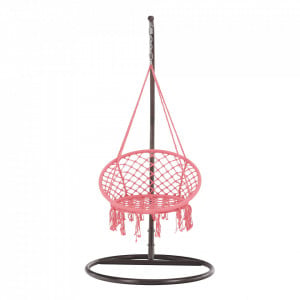 Scaun balansoar suspendabil, leagăn agăţat, roz, 80x120 cm - TP295528 - Img 8