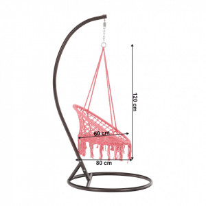 Scaun balansoar suspendabil, leagăn agăţat, roz, 80x120 cm - TP295528 - Img 12