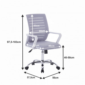 Scaun de birou, alb și gri, 56x57,5x97,5-103 cm - TP228546 - Img 3