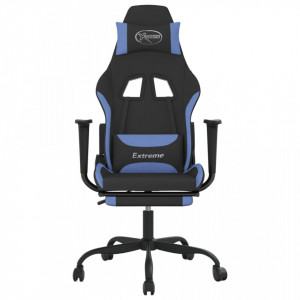 Scaun de gaming cu suport picioare, negru și albastru, textil - V3143729V - Img 3