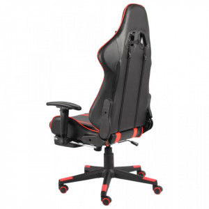 Scaun de gaming pivotant cu suport de picioare, roșu, PVC - V20487V - Img 4