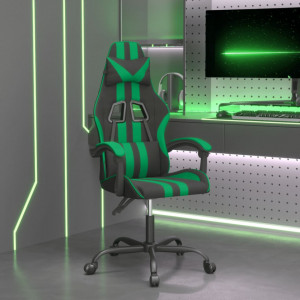 Scaun de gaming pivotant, negru și verde, piele ecologică - V349522V - Img 2
