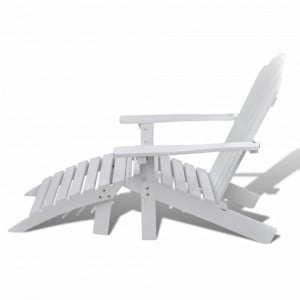 Scaun de gradina cu taburet, alb, lemn - V40859V - Img 4