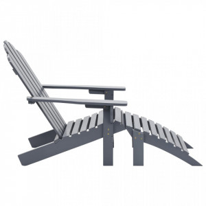 Scaun de gradina cu taburet, gri, lemn - V45700V - Img 3