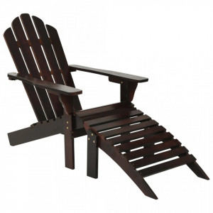 Scaun de gradina cu taburet, maro, lemn - V45701V - Img 1