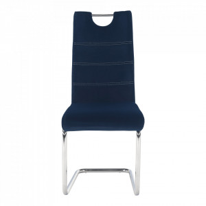 Scaun de masă, ţesătură albastră din catifea / cusături deschise - TP285421 - Img 11