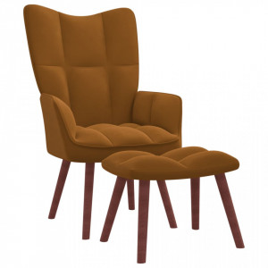 Scaun de relaxare cu taburet, maro, catifea - V328070V - Img 2