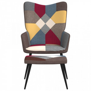 Scaun de relaxare cu taburet, textil, petice - V328186V - Img 3