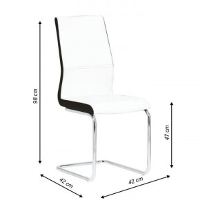 Scaun dining, piele ecologică albă, neagră/crom - TP182190 - Img 2