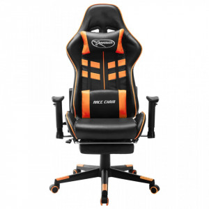 Scaun gaming cu suport picioare, negru/oranj, piele ecologică - V20516V - Img 1