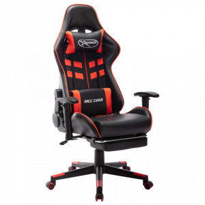 Scaun jocuri cu suport picioare, negru/roșu, piele artificială - V20511V - Img 2