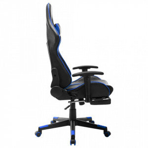 Scaun jocuri suport picioare, negru/albastru, piele artificială - V20510V - Img 3