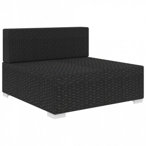 Scaun modular de mijloc, 1 buc., negru, poliratan, cu perne - V46796V - Img 2