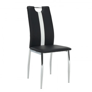 Scaun, negru / alb, piele ecologică / crom - TP182210