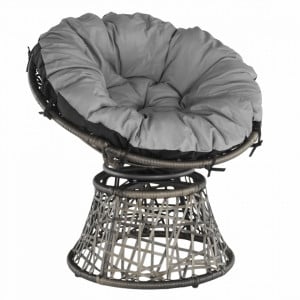 Scaun pivotant, fotoliu rotativ cu pernă, gri, 91x90 cm - TP258663 - Img 1
