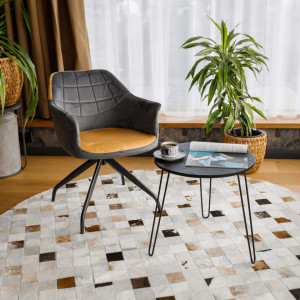 Scaun pivotant, gri, ţesătură de catifea camel / negru - TP297878 - Img 16