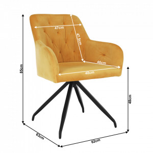 Scaun pivotant, ţesătură de catifea muştar/ negru - TP282997 - Img 3