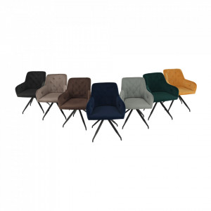 Scaun pivotant, ţesătură de catifea muştar/ negru - TP282997 - Img 15