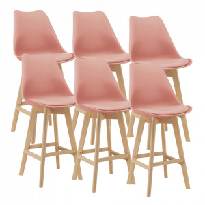 Scaune bar, set 6 buc, 105 x 48 x 58 cm, roz - P74694661 - Img 2