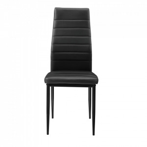 Scaune bucatarie, set 6 buc, imitatie piele, negru - P53118557 - Img 3