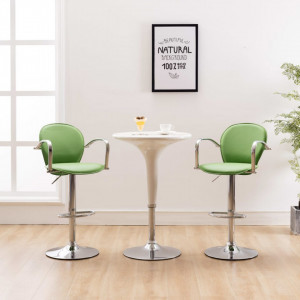 Scaune de bar cu brate, 2 buc., verde, piele ecologica - V249709V