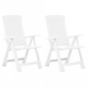 Scaune de gradina rabatabile, 2 buc., alb, plastic - V48760V