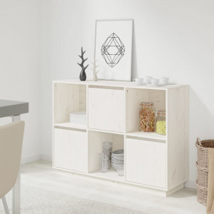 Servantă, alb, 110,5x35x80 cm, lemn masiv de pin - V814355V - Img 2