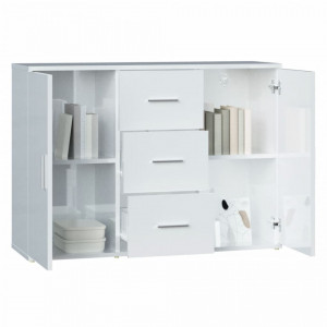 Servantă, alb extralucios, 91x29,5x65 cm, lemn prelucrat - V823344V - Img 4