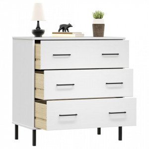 Servantă cu 3 sertare, alb, 77x40x79,5 cm, lemn masiv OSLO - V350981V - Img 3