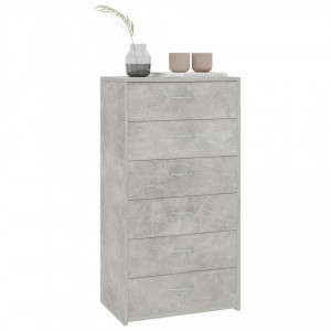 Servanta cu 6 sertare, gri beton, 50 x 34 x 96 cm, PAL - V800670V - Img 3