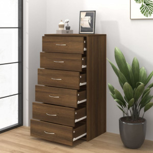 Servantă cu 6 sertare, stejar maro, 50x34x96 cm, lemn - V815365V - Img 3