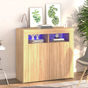 Servantă cu lumini LED, stejar sonoma, 80x35x75 cm - V804331V - Img 2