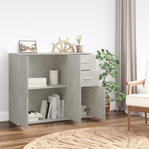 Servantă, gri beton, 91x29,5x75 cm, lemn prelucrat - V823273V - Img 3