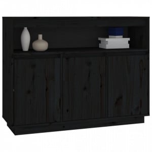 Servantă, negru, 104,5x34x80 cm, lemn masiv de pin - V814393V - Img 4