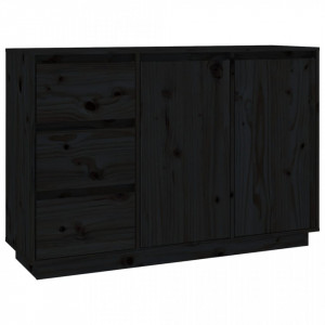 Servantă, negru, 111x34x75 cm, lemn masiv de pin - V813808V