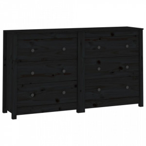 Servantă, negru, 140x35x80 cm, lemn masiv de pin - V3114083V - Img 1