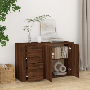 Servantă, stejar maro, 100x33x59,5 cm, lemn compozit - V821003V - Img 3