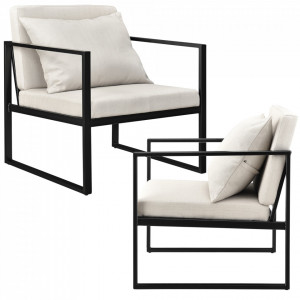 Set 2 bucati fotolii design - 70 x 60cm - cu perna pentru spate - culoarea nisipului - P55221106 - Img 1