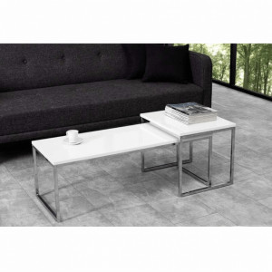 Set 2 măsuţe de cafea, alb lucios, 100x40 cm și 50x40 cm - TP252416 - Img 19