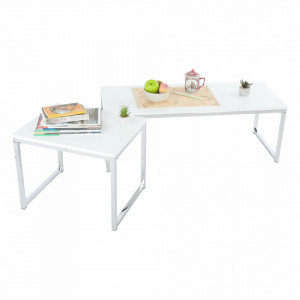 Set 2 măsuţe de cafea, alb și crom, 100x35x50 cm, 50x40x40 cm - TP252417 - Img 14