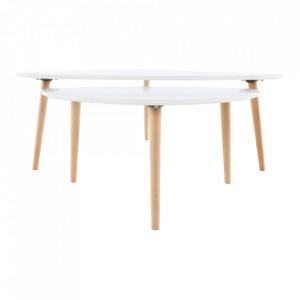 Set 2 măsuţe de cafea, alb și fag, 116x45x66 cm - TP255656 - Img 8