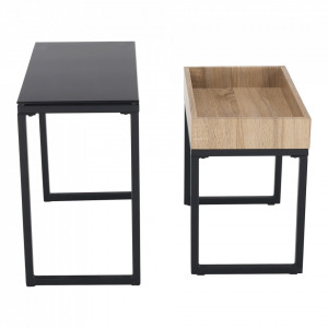 Set 2 măsuţe de cafea, stejar și negru, 60x30 cm, 50x27 cm - TP290422 - Img 14