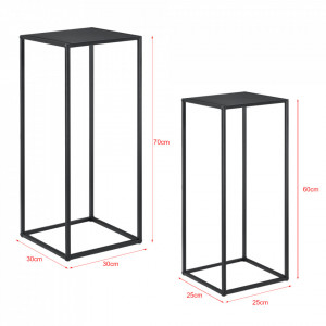 Set 2 masute inalte, 70 x 30 cm si 60 x 25 cm, metal, negru mat - P68870789 - Img 3