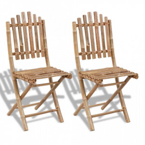 Set 2 scaune pliabile din lemn de bambbus - V41498V